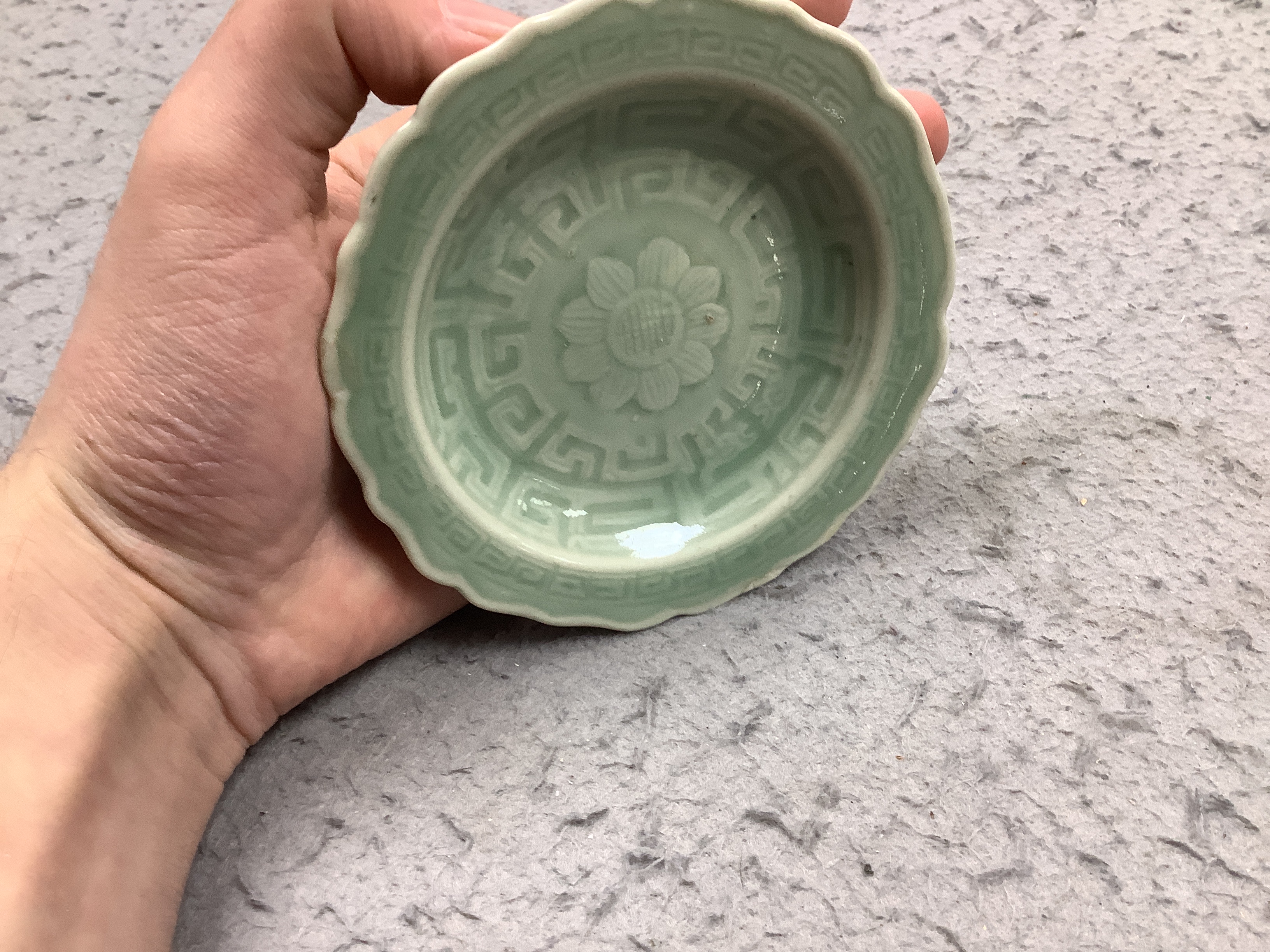 A pair of Japanese celadon dishes, 11.5cm diameter